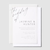 Die Hochzeit der Minimal Modern Black Script Hochz Pergament Einladungen (Versetzt)