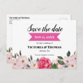 Die Hochzeit der Rosen in Aquarellfarbe speichert  Ankündigungspostkarte (Vorne/Hinten)