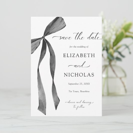 Die Hochzeit der schwarzen Ribbon-Wasserfarbe spei Einladung (Stehend Vorderseite)