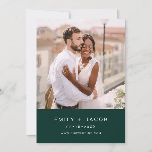 Die Hochzeit der Smaragdgrünen FotoCollage Einladung (Rückseite)