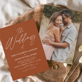 Die Hochzeit der Terracotta Moderne Typografie Einladung