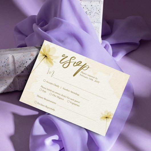 Die Hochzeit des Goldenen Stunde mit Blumen und Gr RSVP Karte