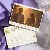 Die Hochzeit des Goldenen Stunde mit Blumen und Gr RSVP Karte