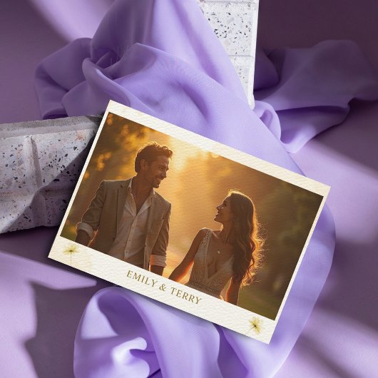 Die Hochzeit des Goldenen Stunde mit Blumen und Gr RSVP Karte