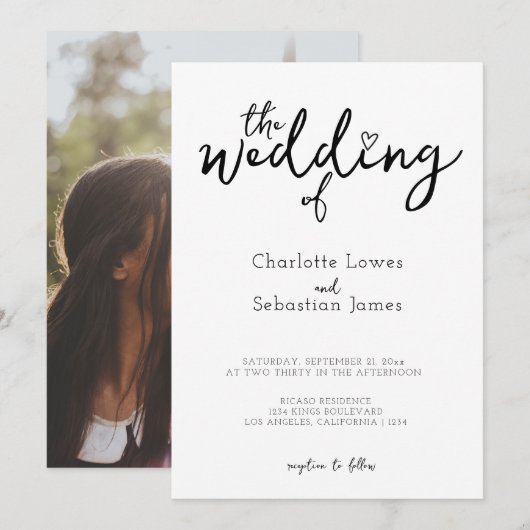 Die Hochzeit des Minimalistischen Einladung (Vorne/Hinten)