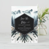 Die Hochzeit des Minimalistischen Waldgebirges Save The Date (Stehend Vorderseite)