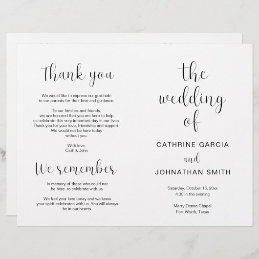 Die Hochzeit des modernen Hochzeitsprogramms für f (Vorne/Hinten)