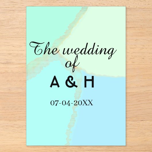 Die Hochzeit des Paares Anfangsbuchstabe Datum Acryleinladungen (Vorderseite)