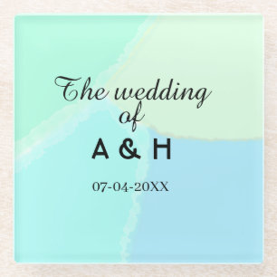 Die Hochzeit des Paares Anfangsbuchstabe des Namen Glasuntersetzer
