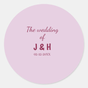 Die Hochzeit des Paares Anfangsbuchstabe des Namen Runder Aufkleber