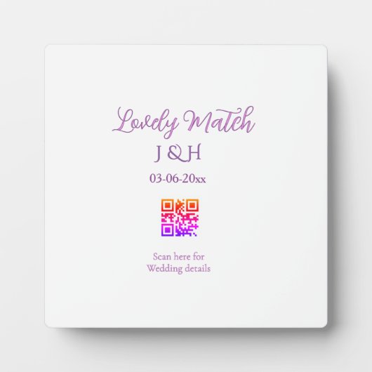 Die Hochzeit des Paares QR-Code-Scan-Detail Fotoplatte (Vorderseite)