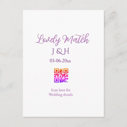 Die Hochzeit des Paares QR-Code-Scan-Detail Postkarte (Vorderseite)