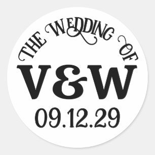 DIE HOCHZEIT Ihrer Monogrammanfangsbuchstaben und Runder Aufkleber
