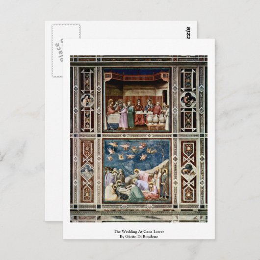 Die Hochzeit in Cana Lower by Giotto di Bondone Postkarte (Vorne/Hinten)