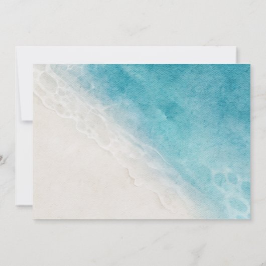 Die Hochzeit in Urlaubsort am Strand Einladung (Rückseite)