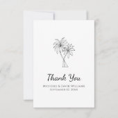 Die Hochzeit in Urlaubsort der einfachen tropische Dankeskarte (Vorderseite)