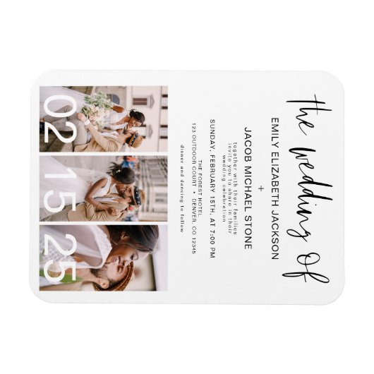 Die Hochzeit Minimalistischer moderner Einfache Magnet (Horizontal)