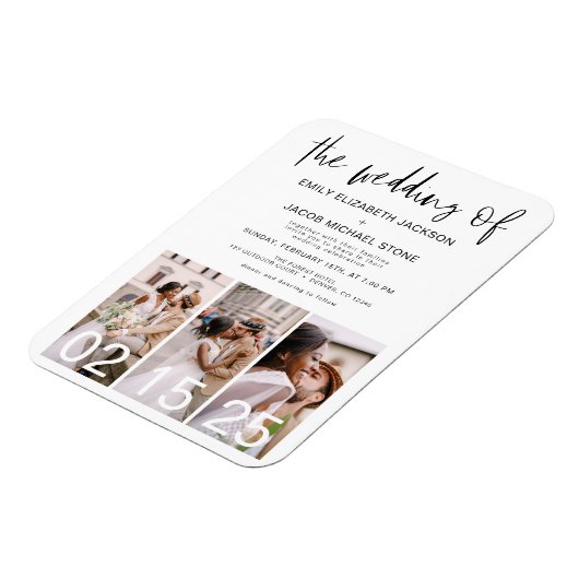 Die Hochzeit Minimalistischer moderner Einfache Magnet (Linke Seite)