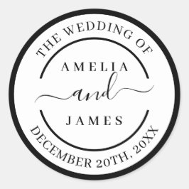 Die Hochzeit moderner Schrift Runder Aufkleber