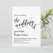 Die Hochzeit schicker Typografie, einfache Hochzei Einladung (Stehend Vorderseite)