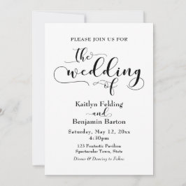 "Die Hochzeit" schwarzer Typografie, einfach, eleg Einladung