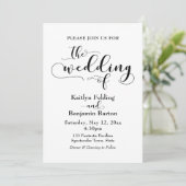 "Die Hochzeit" schwarzer Typografie, einfach, eleg Einladung (Stehend Vorderseite)