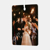 Die Hochzeit seines Fotos Ornament Aus Metall (Vorderseite links)