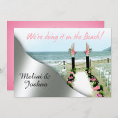 Die Hochzeit von Aisle Pink Grey Silver Beach Einladung (Vorne/Hinten)