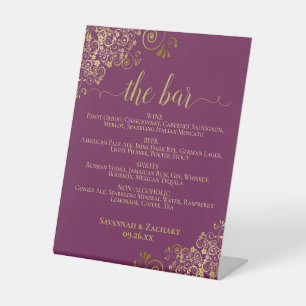Die Hochzeit von Bar - Magenta & Gold Chic Drinks Sockelschild