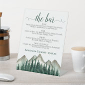 Die Hochzeit von Bar - Mountains & Pine Drinks Sockelschild (In SItu)