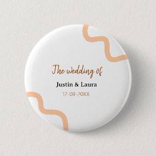 Die Hochzeit von Braut Bräutigam Name Datum Pfirsi Button