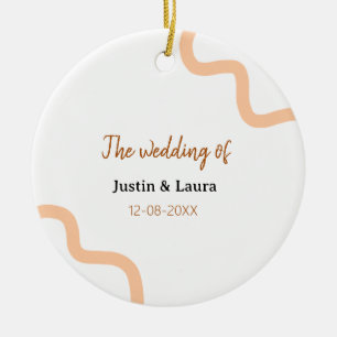 Die Hochzeit von Braut Bräutigam Name Datum Pfirsi Keramik Ornament