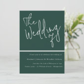 Die Hochzeit von Emerald Green Modern Wedding Einladung (Stehend Vorderseite)