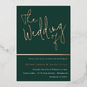 Die Hochzeit von: Emerald Green & Rose Gold Foil I Folieneinladung