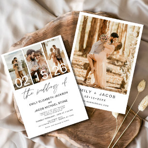 Die Hochzeit von Foto Minimalistische Weiße Hochze Einladung