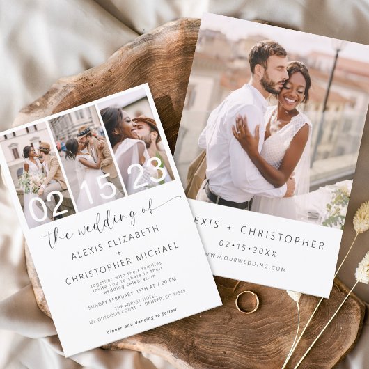 Die Hochzeit von Foto Minimalistische Weiße Hochze Flyer