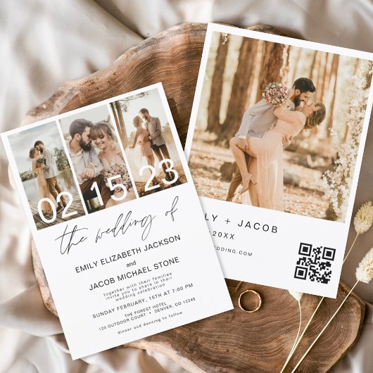 Die Hochzeit von Foto QR-Code Minimalistisch Elega