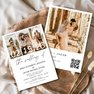 Die Hochzeit von Foto QR-Code Minimalistisch Elega Einladung
