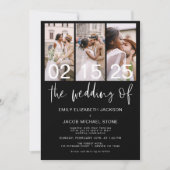 Die Hochzeit von Foto QR-Code Schwarz-weiß Einladung (Vorderseite)