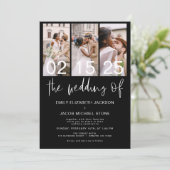 Die Hochzeit von Foto QR-Code Schwarz-weiß Einladung (Stehend Vorderseite)