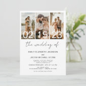 Die Hochzeit von Foto Simple Minimalistisch White Einladung (Stehend Vorderseite)