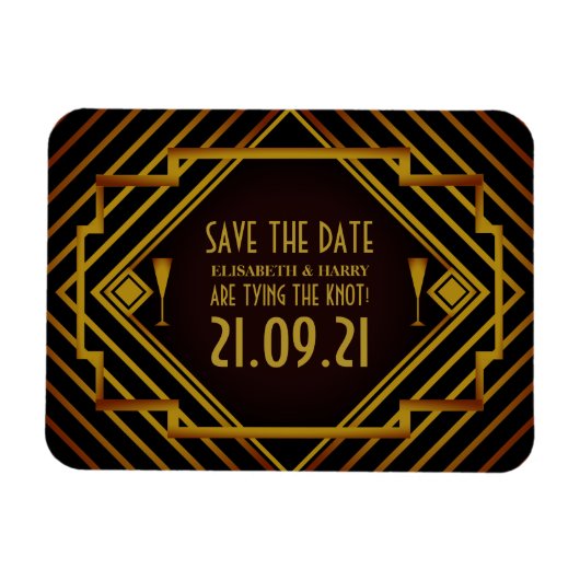 Die Hochzeit von Gatsby Gold 2020 spart das Datum Magnet (Horizontal)