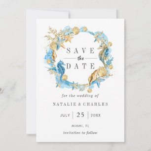 Die Hochzeit von Meer und Strand retten das Datum Save The Date