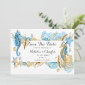 Die Hochzeit von Meer und Strand retten das Datum Save The Date (Stehend Vorderseite)