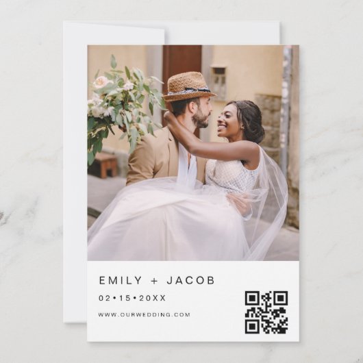 Die Hochzeit von Minimalistischem QR-Code Simple Einladung (Rückseite)