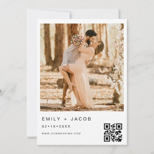 Die Hochzeit von Minimalistischem QR-Code Simple Einladung (Rückseite)