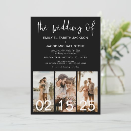 Die Hochzeit von Minimalistischem QR-Code Simple Einladung (Stehend Vorderseite)