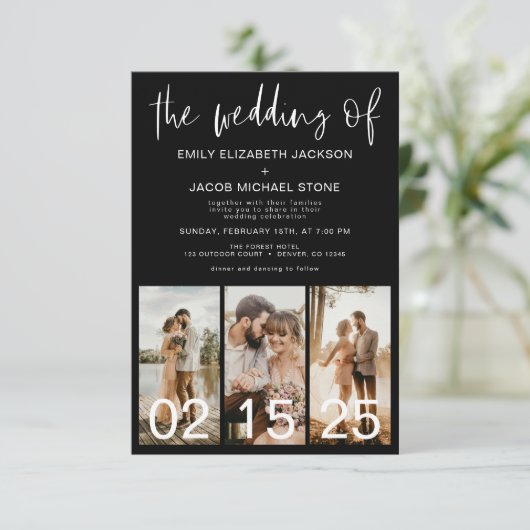 Die Hochzeit von Minimalistischem QR-Code Simple Einladung (Stehend Vorderseite)