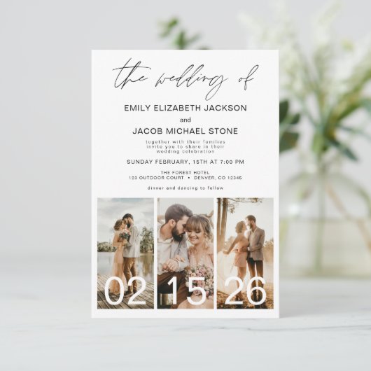 Die Hochzeit von Minimalistischem QR-Code Simple Einladung (Stehend Vorderseite)