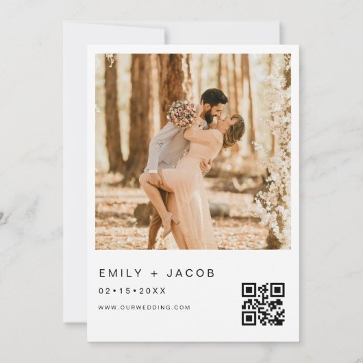 Die Hochzeit von Minimalistischem QR-Code Simple Einladung (Rückseite)